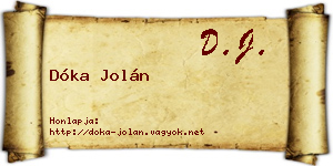 Dóka Jolán névjegykártya