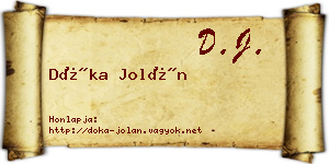 Dóka Jolán névjegykártya